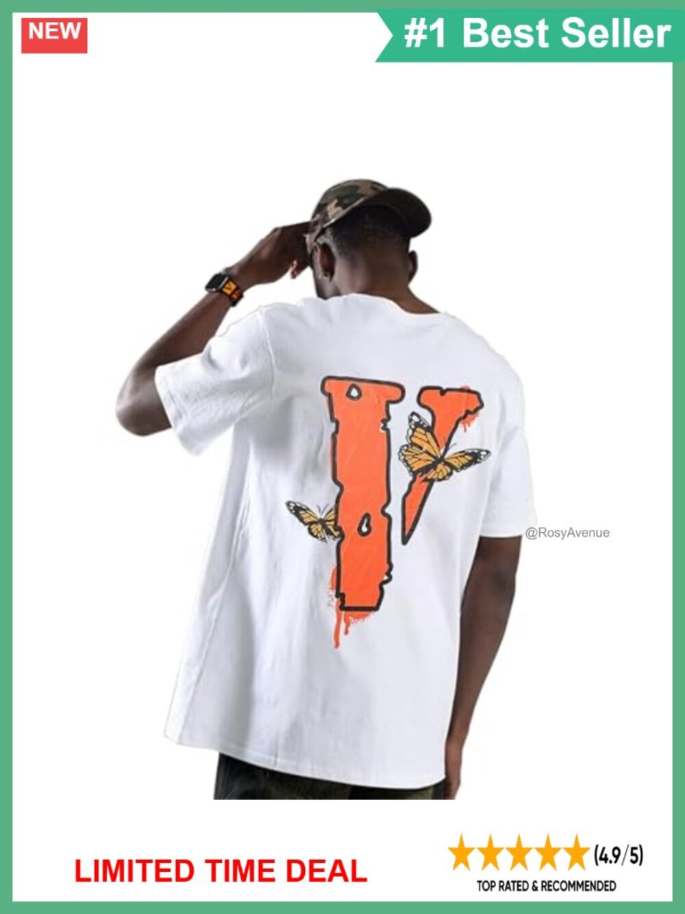 Men's Oversized Short Sleeve Graphic Tee V Letter Print Hip Hop Top